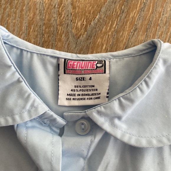 Genuine school uniform light blue Peter Pan collar button down shirt sz 4 - Picture 2 of 4